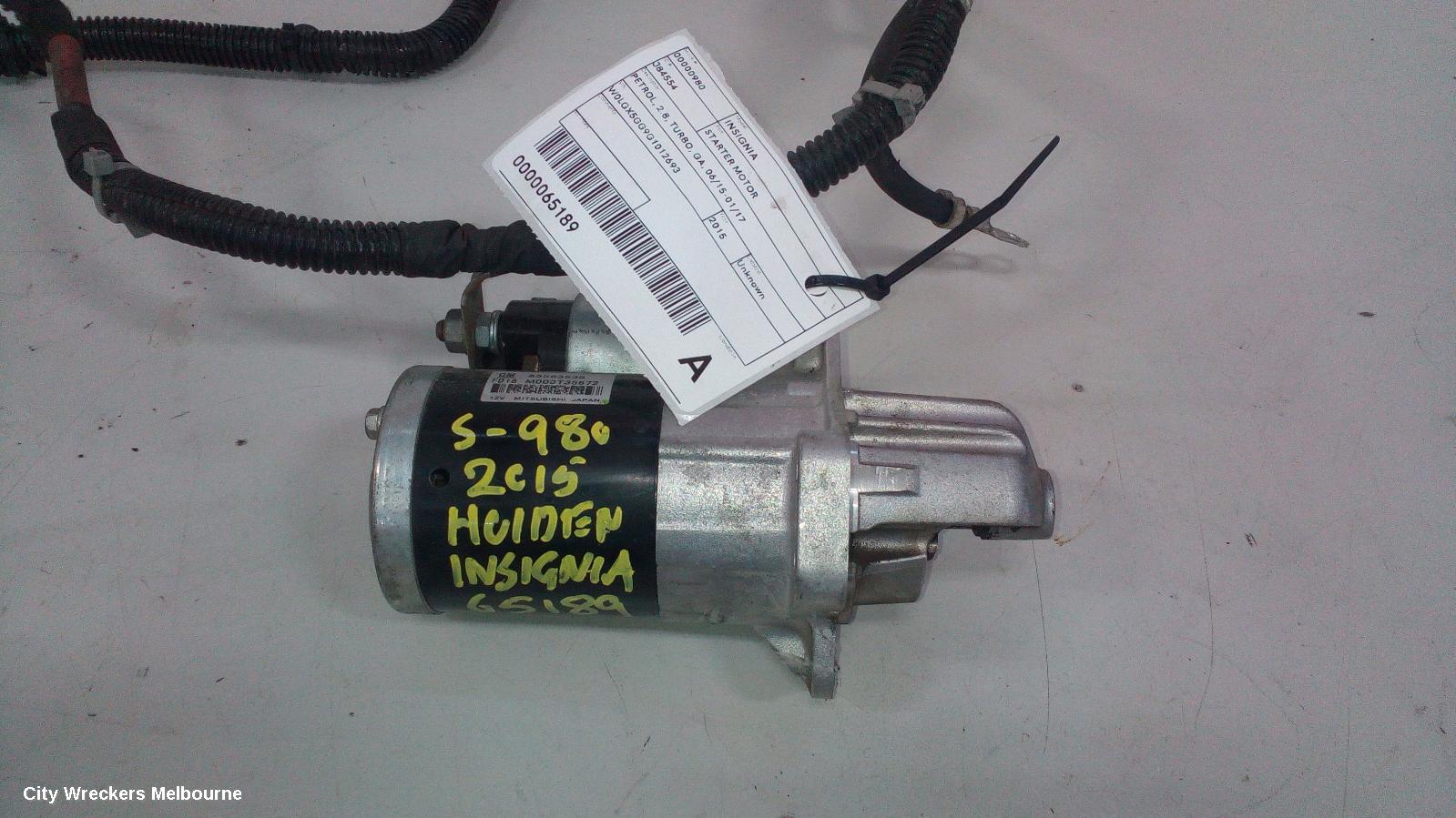 HOLDEN INSIGNIA STARTER, PETROL, 2.8, TURBO, GA, 06/2015 - 01/2017