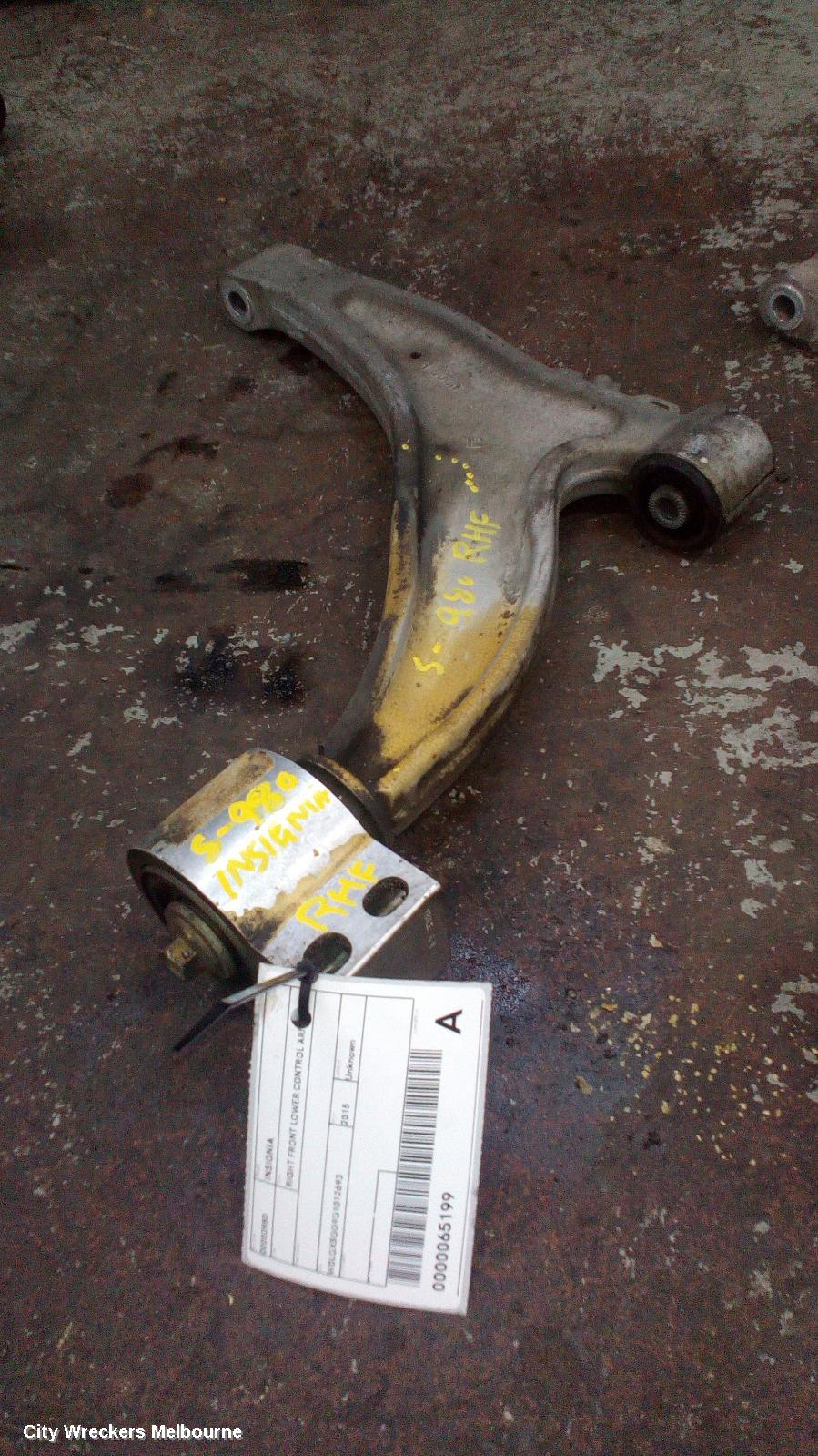 HOLDEN INSIGNIA RIGHT FRONT LOWER CONTROL ARM, GA, 06/2015 - 01/2017