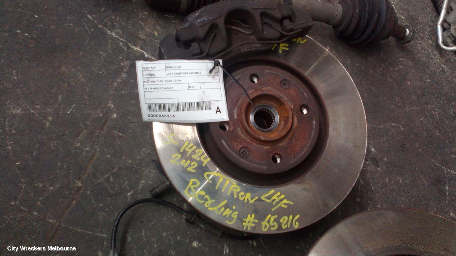 CITROEN BERLINGO LEFT FRONT HUB ASSEMBLY, B9C, ABS TYPE, 03/2009 - 12/2018