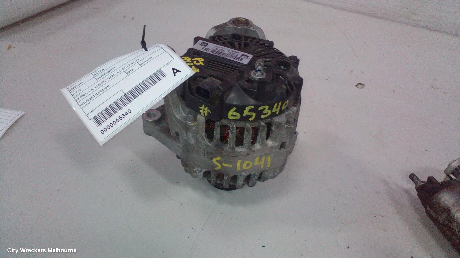 OPEL ASTRA ALTERNATOR, PETROL, 1.6, A16LET, TURBO, AS, 09/2012 - 08/2013