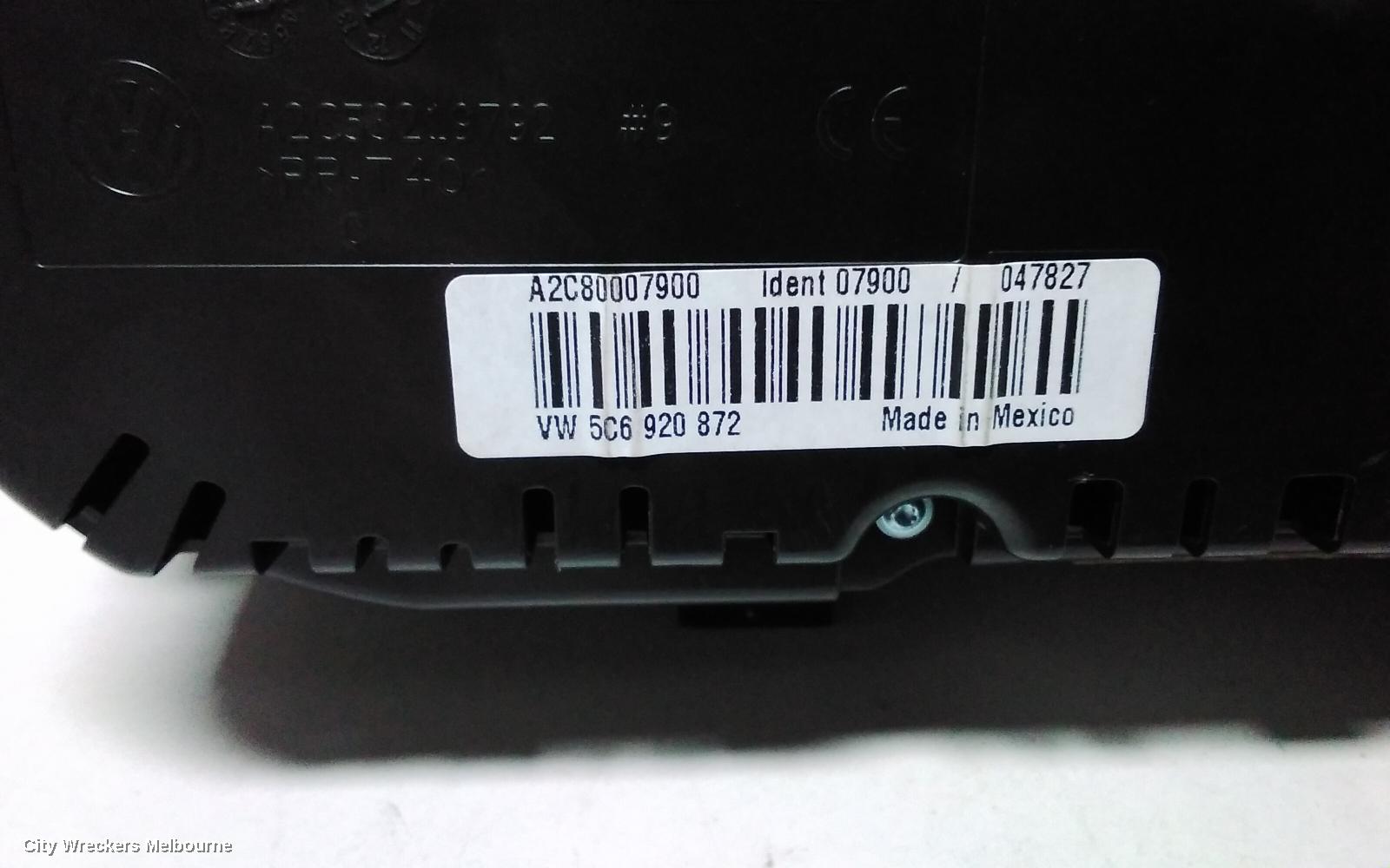 VOLKSWAGEN JETTA INSTRUMENT CLUSTER, PETROL, AUTO T/M, 1B, 02/2011 - 01/2015
