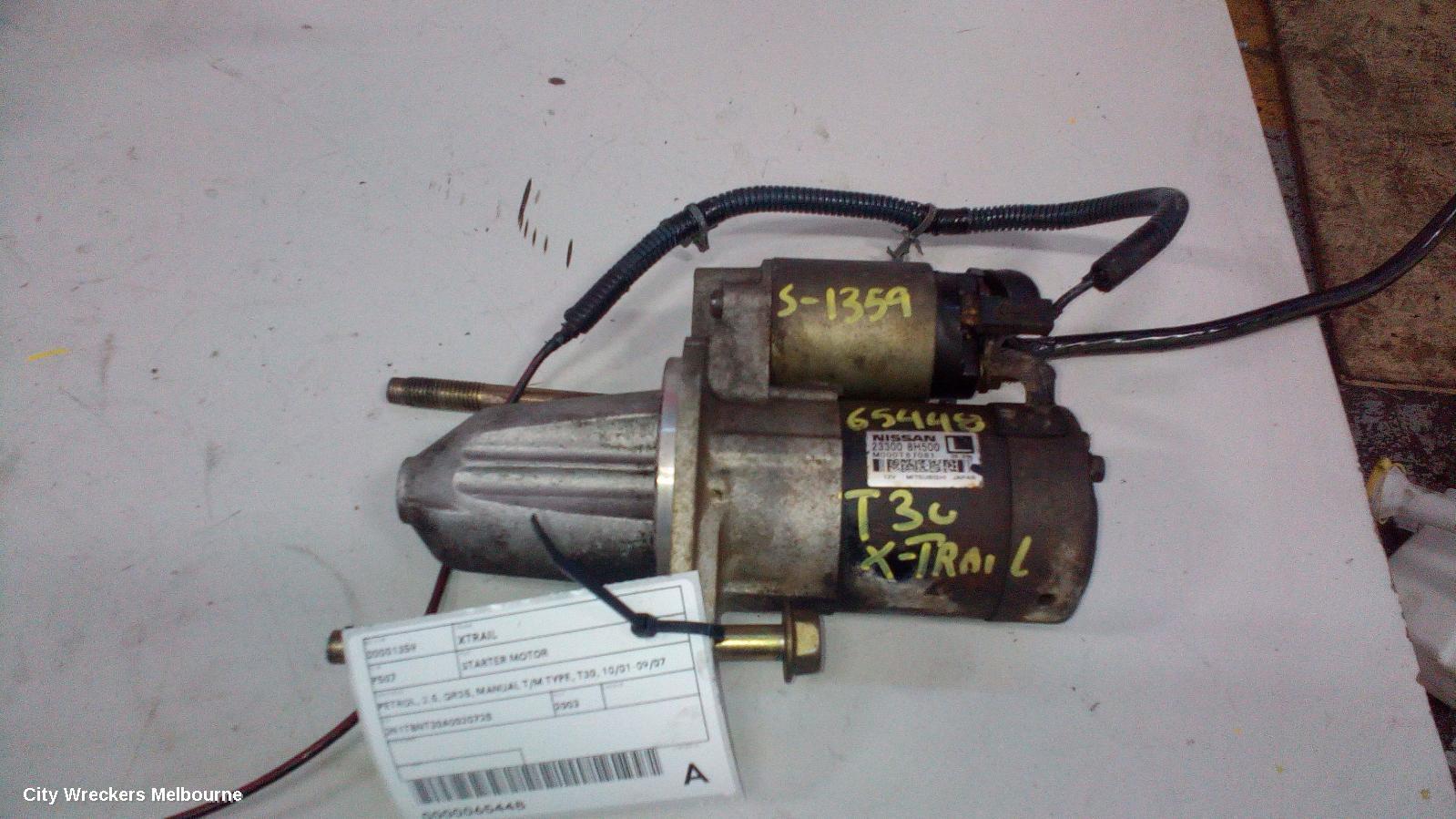 NISSAN XTRAIL STARTER, PETROL, 2.5, QR25, MANUAL T/M TYPE, T30, 10/2001 - 09/2007