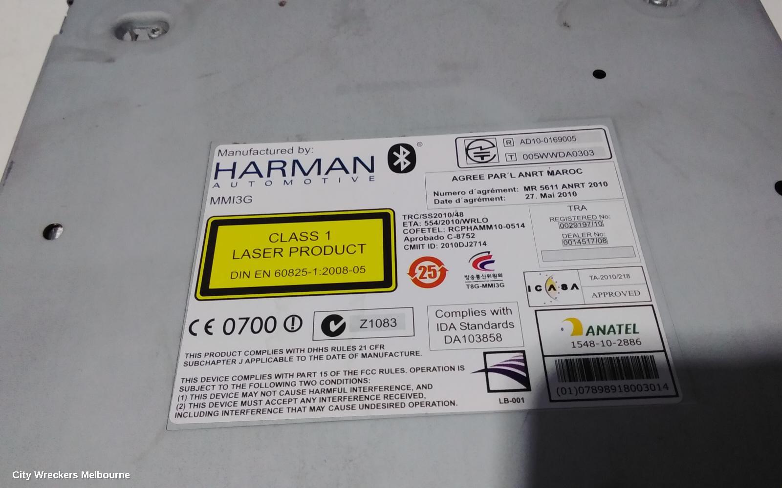 AUDI Q3 RADIO/CD/DVD/SAT/TV, NAVIGATION, 8U, 03/2012 - 12/2018
