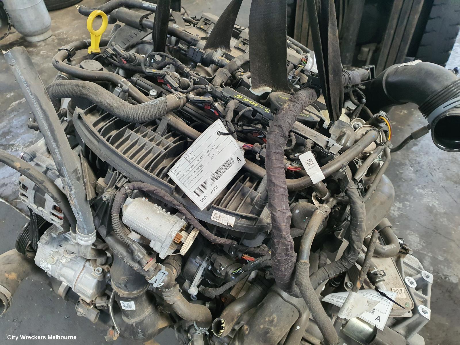 VOLKSWAGEN TIGUAN ENGINE, PETROL, 2.0, TURBO, CZPA CODE, 5NA, 06/2016 ONWARDS