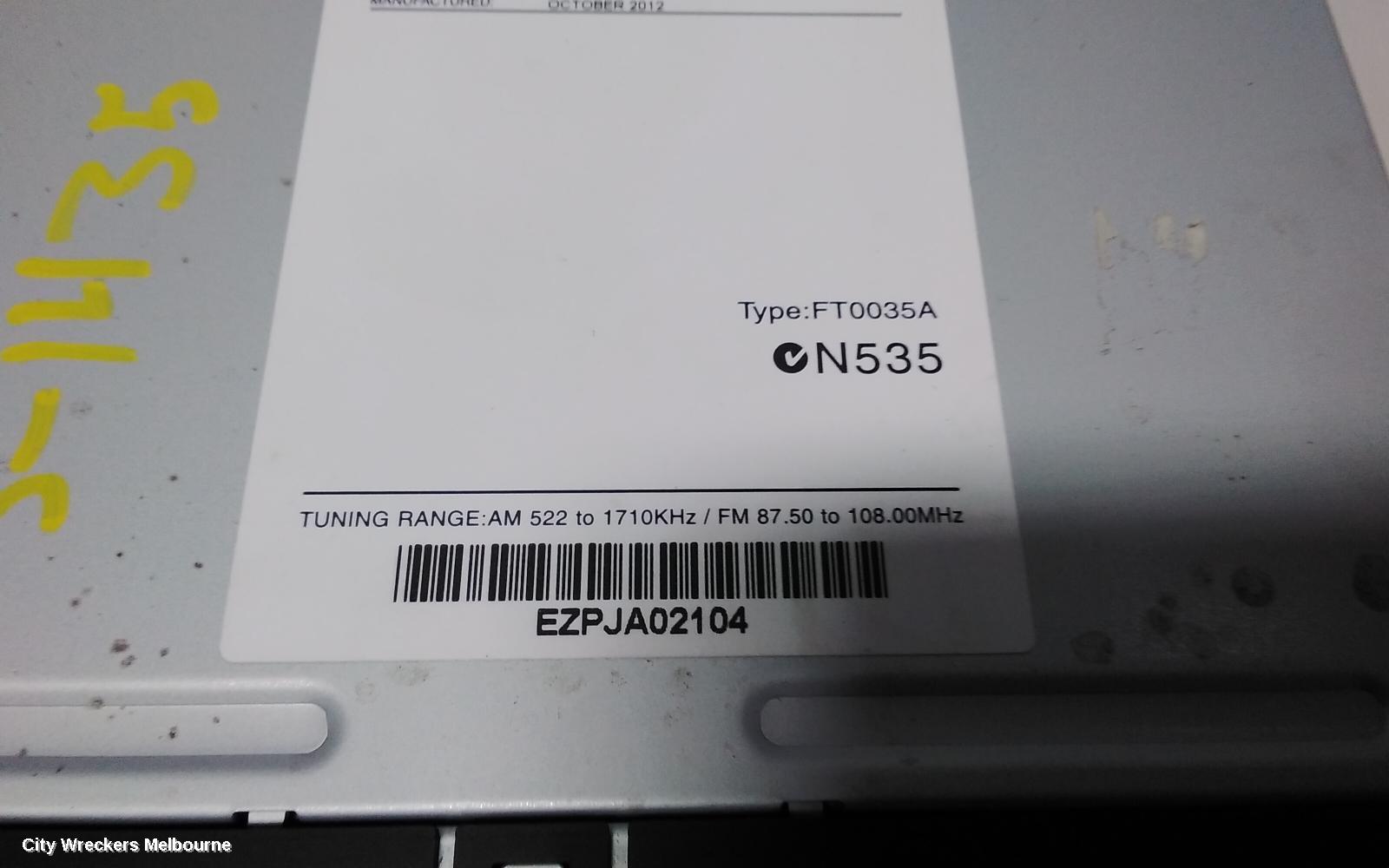 TOYOTA COROLLA RADIO/CD/DVD/SAT/TV, SINGLE DISC W/ USB & BLUETOOTH, ZRE152/20153R, 03/2007 - 10/2013