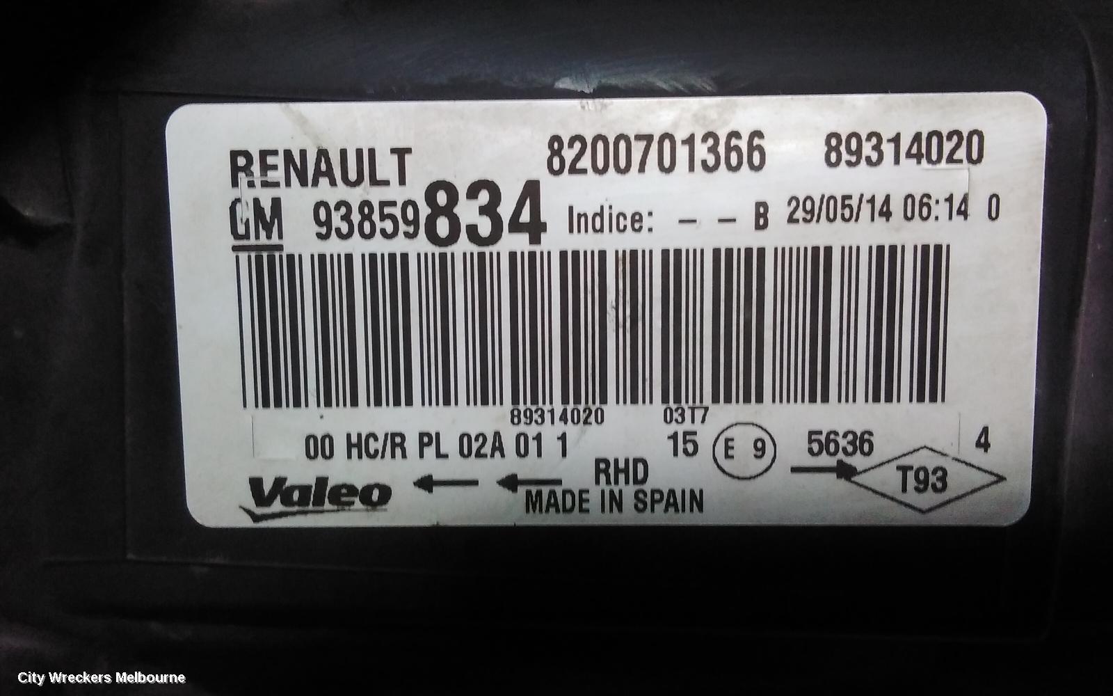 RENAULT TRAFIC RIGHT HEADLAMP, X83, CLEAR INDICATOR TYPE, 05/2007 - 12/2014