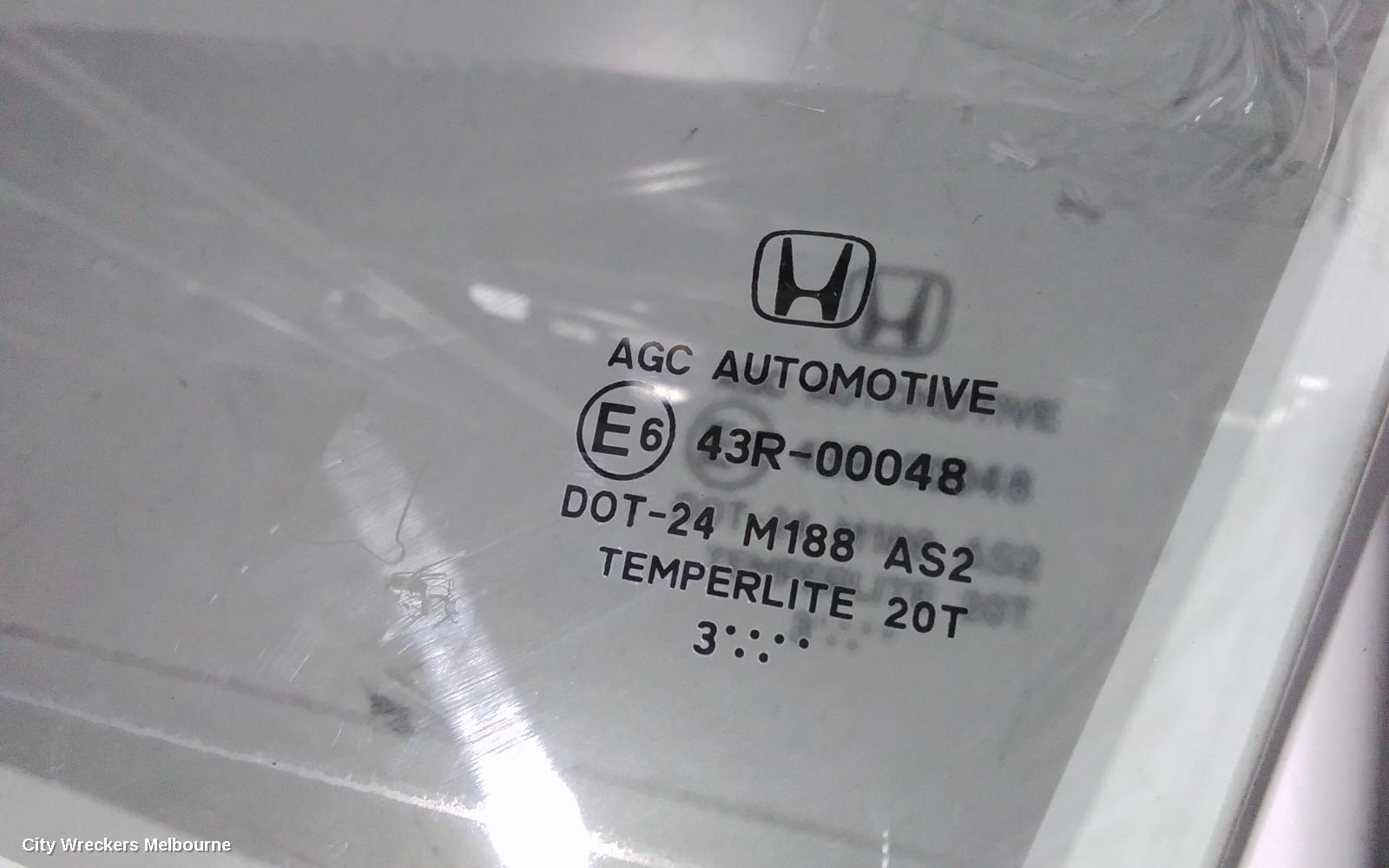 HONDA CIVIC LEFT REAR DOOR WINDOW, 9TH GEN, HATCH, 02/2012 - 04/2016