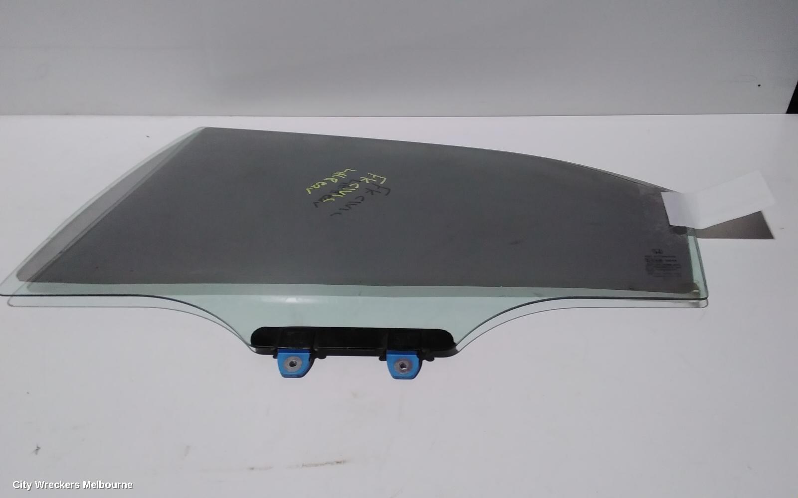 HONDA CIVIC LEFT REAR DOOR WINDOW, 9TH GEN, HATCH, 02/2012 - 04/2016