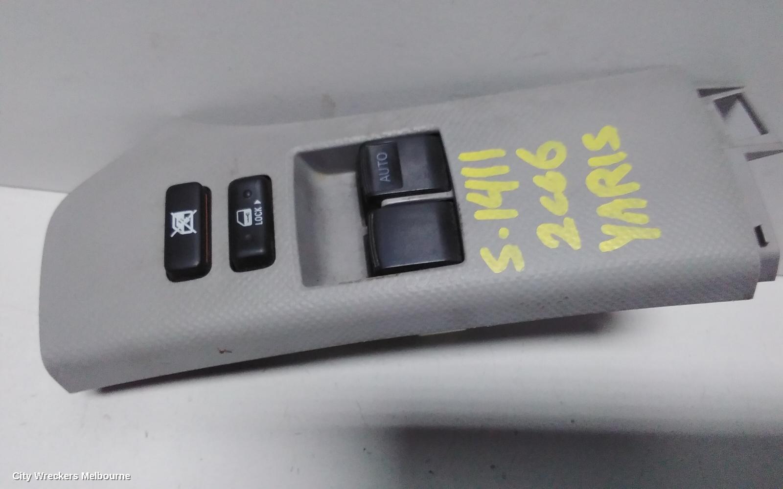 TOYOTA YARIS PWR DR WIND SWITCH, RH FRONT (MASTER SWITCH), 2 SWITCH TYPE, 3DR HATCH, NCP9#, 10/2005 - 07/2011