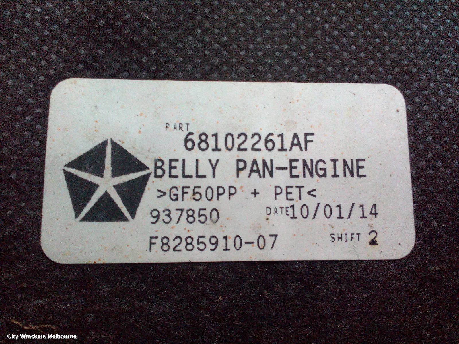 JEEP CHEROKEE LOWER ENGINE SPLASH TRAY, KL, PETROL, 2.4, 02/2014 - 11/2022