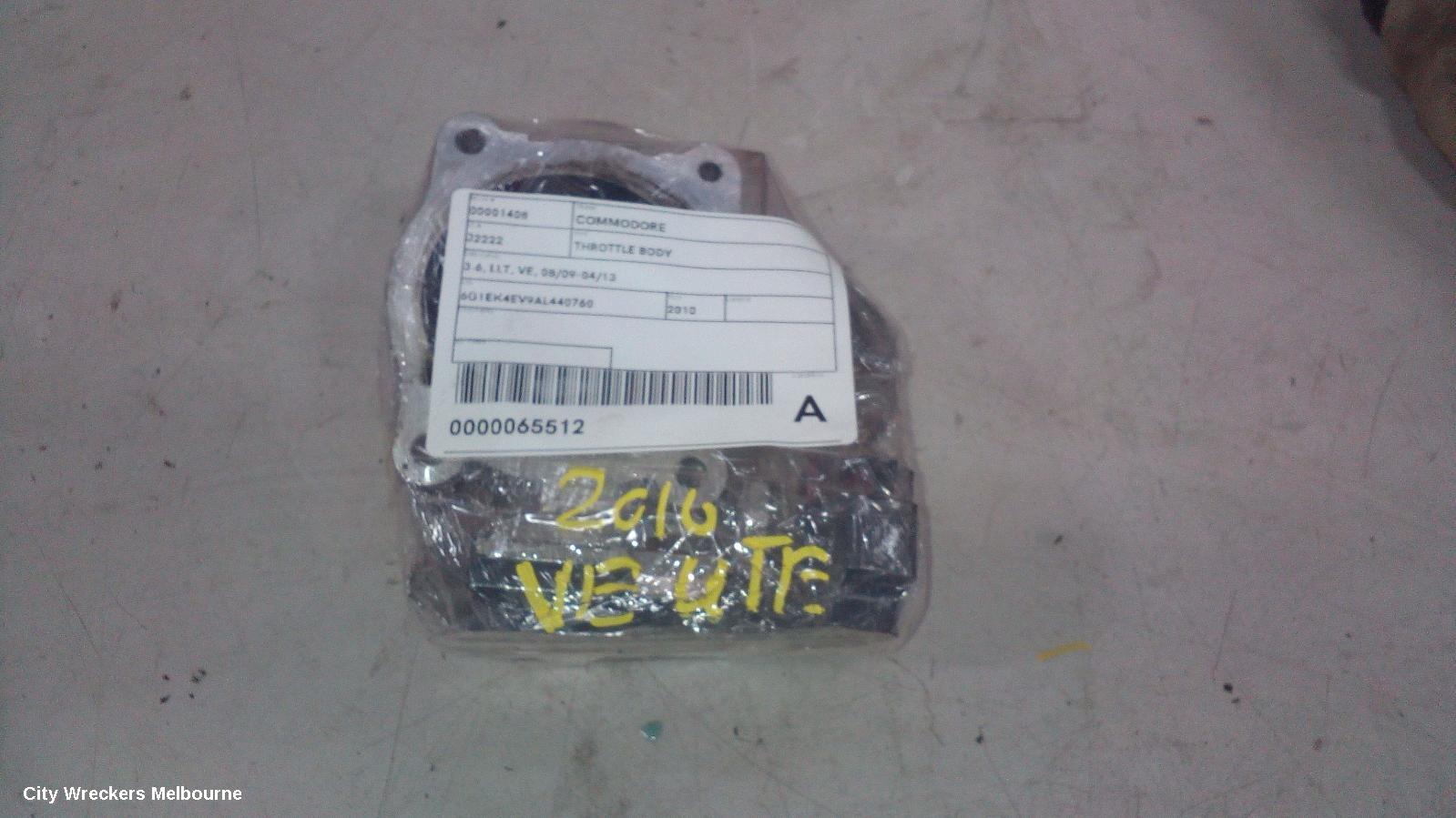 HOLDEN COMMODORE THROTTLE BODY, 3.6, LLT, VE, 08/2009 - 04/2013