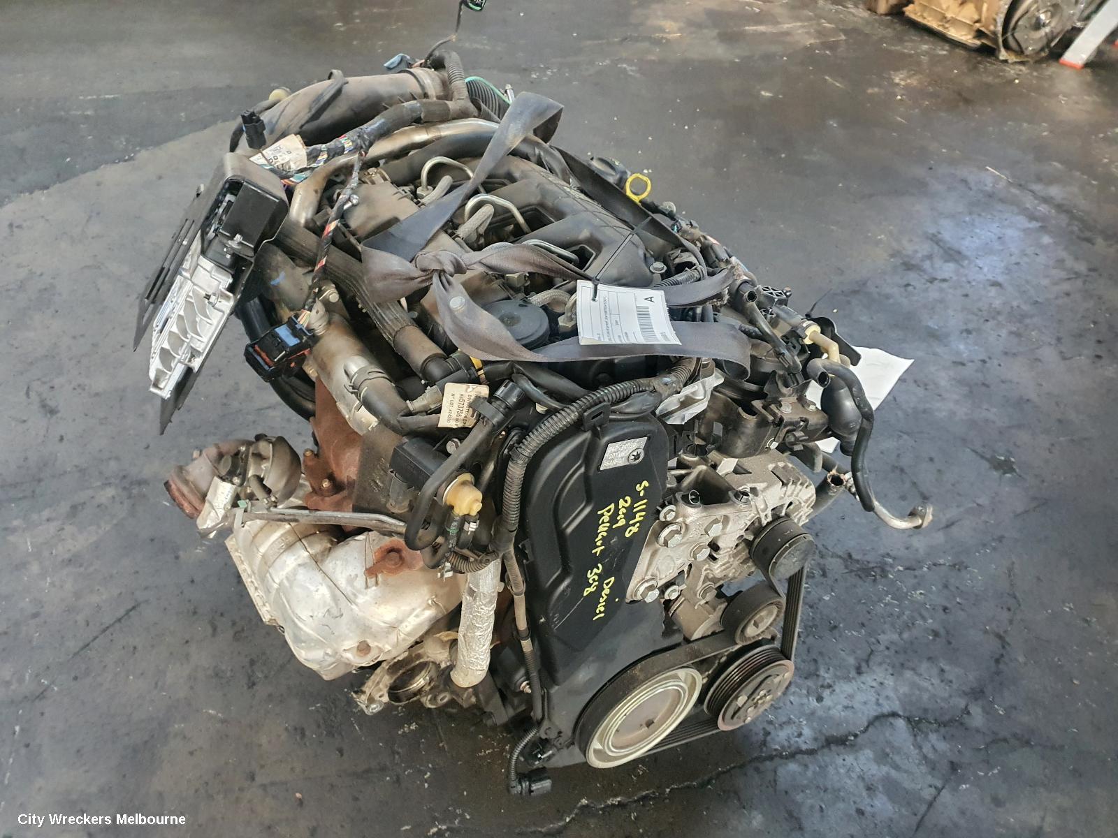 PEUGEOT 308 ENGINE, DIESEL, 2.0, TURBO, T7, VIN VF34*RHF, DW10BTED4 CODE, 09/2007 - 09/2014
