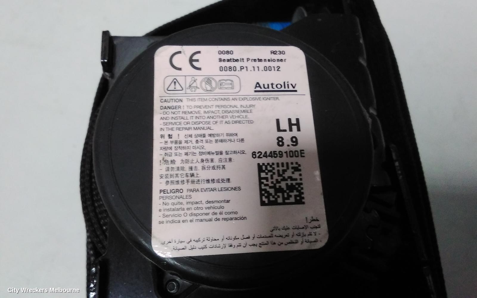 HOLDEN COLORADO SEATBELT/STALK, LH FRONT, SEAT BELT ONLY, DUAL CAB, RG, 01/2012 - 06/2016