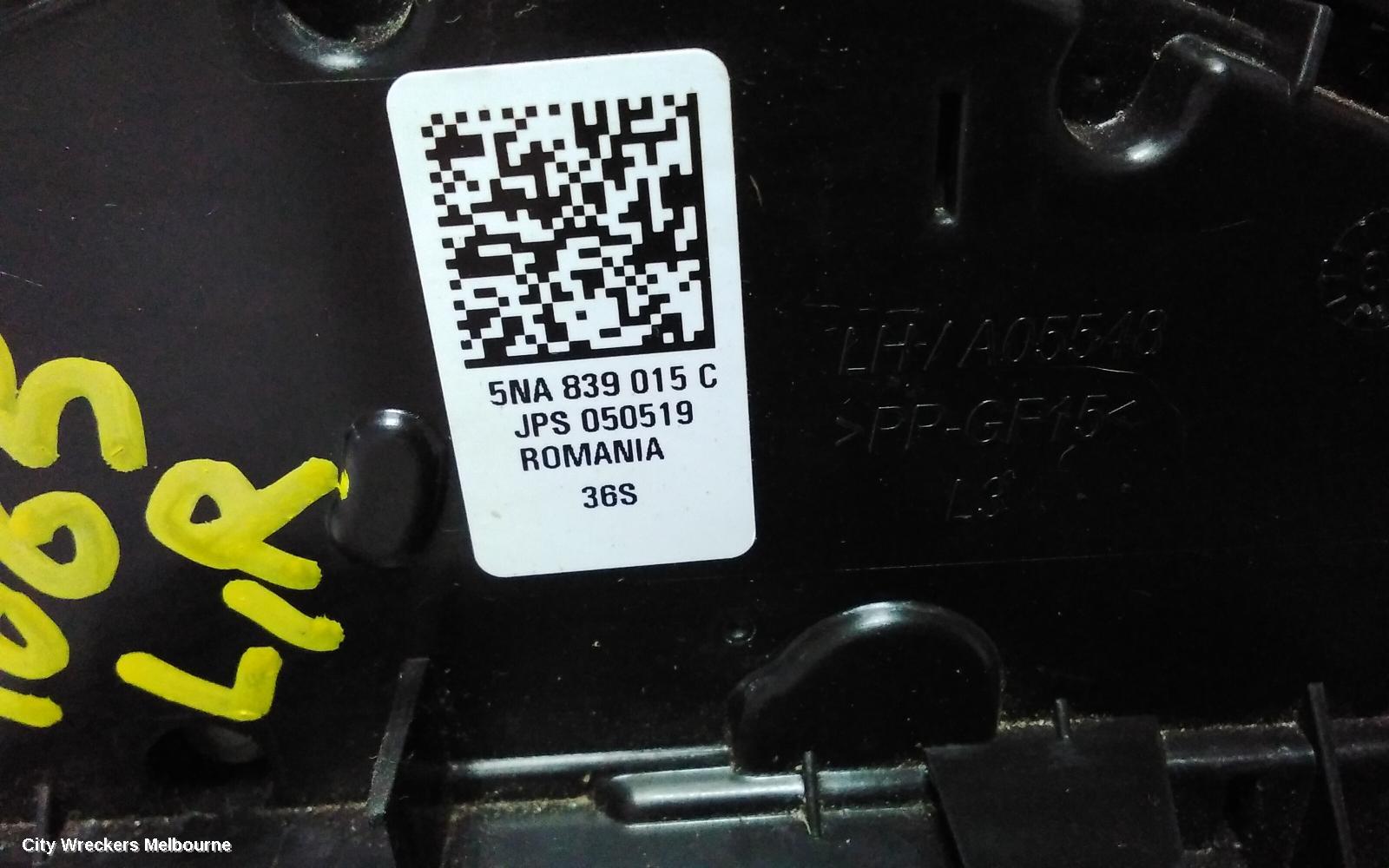 VOLKSWAGEN TIGUAN DOOR/BOOT/GATE LOCK, LEFT REAR DOOR LOCK, NON ALLSPACE, 5NA, 06/2016 - 02/2024