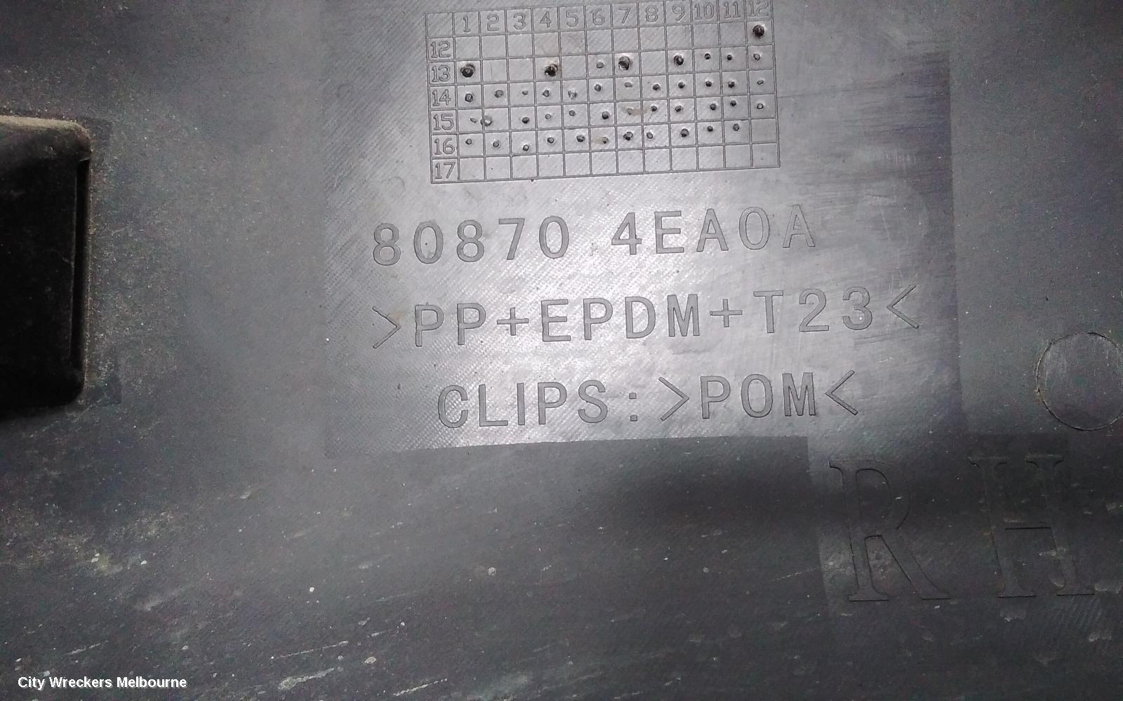 NISSAN QASHQAI DOOR MOULD, RHF DOOR MOULD: 65770, RH REAR, J11, 06/2014 - 07/2021