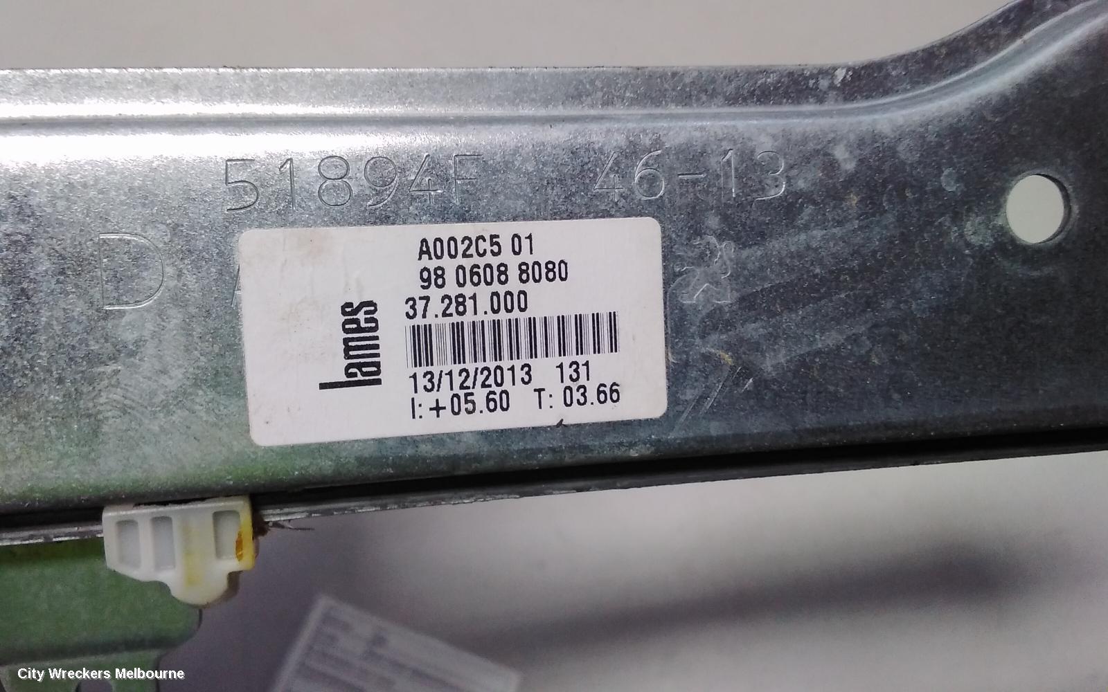 PEUGEOT 208 RIGHT FRONT WINDOW REG/MOTOR, A9, 5DR HATCH, 10/2012 - 10/2015