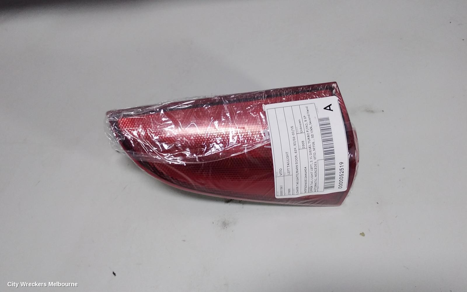 MERCEDES VITO LEFT TAILLIGHT, UPPER TAILGATE, 639, 02/2006 - 02/2015