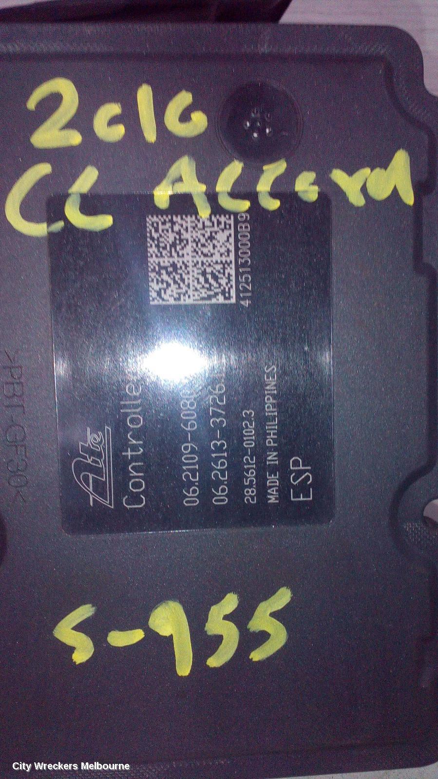 HONDA ACCORD ABS PUMP/MODULATOR, 8TH GEN, EURO (VIN JHMCU), P/N TL3J2, 07/2011 - 12/2015
