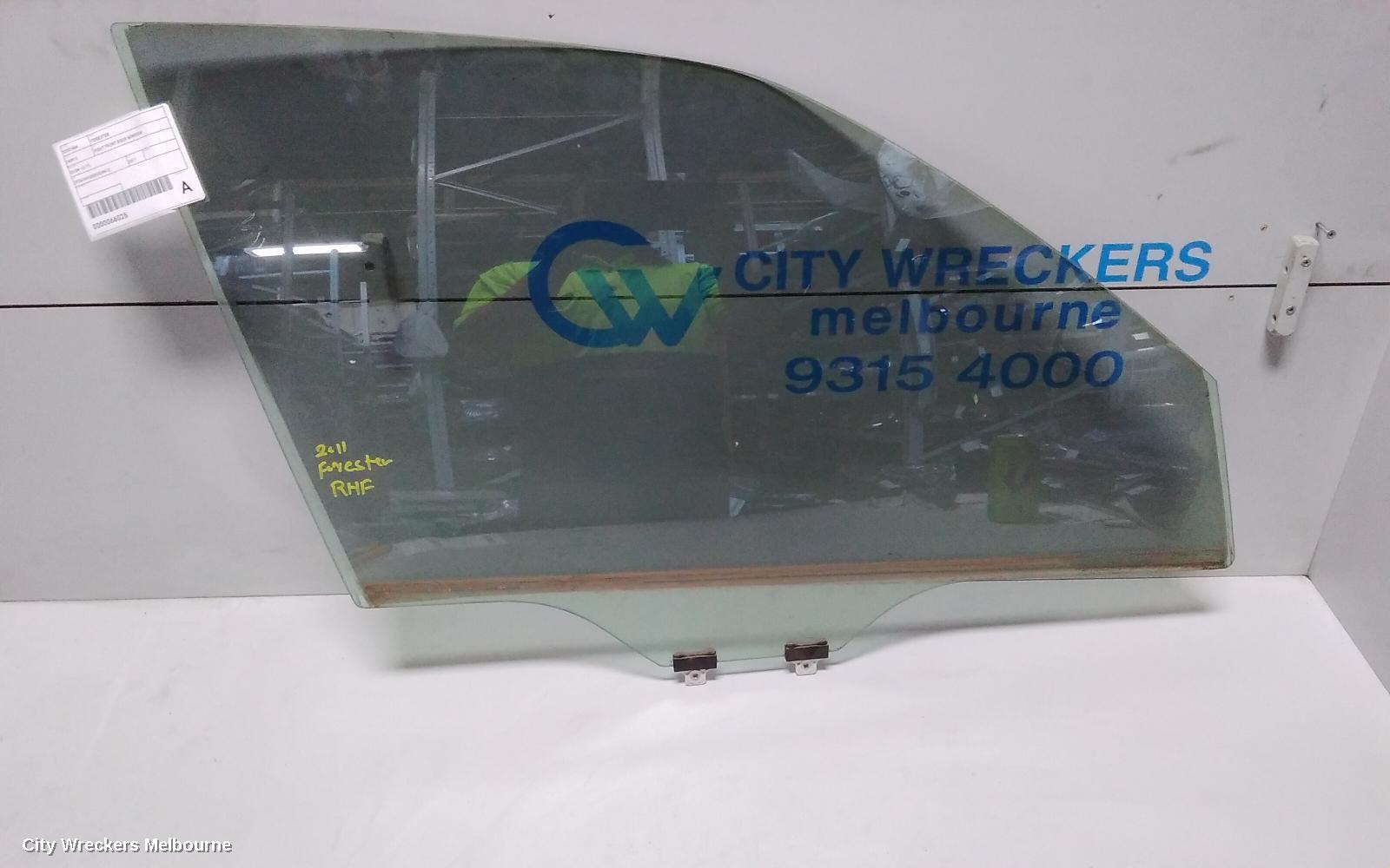 SUBARU FORESTER RIGHT FRONT DOOR WINDOW, 02/2008 - 12/2012