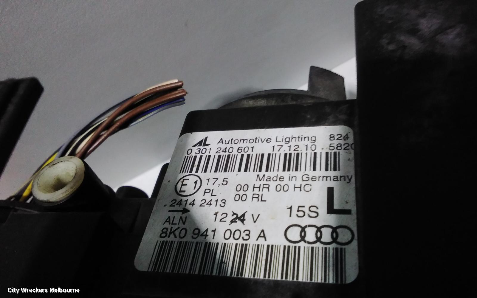 AUDI A4 LEFT HEADLAMP, B8 8K, HALOGEN TYPE, 02/2008 - 06/2012