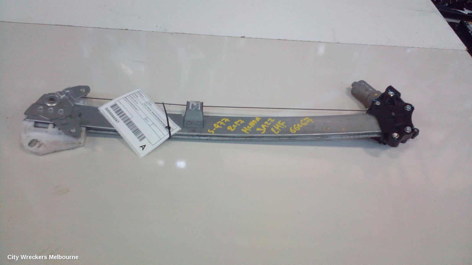 HONDA JAZZ LEFT FRONT WINDOW REG/MOTOR, GK/GF, 07/2014 ONWARDS