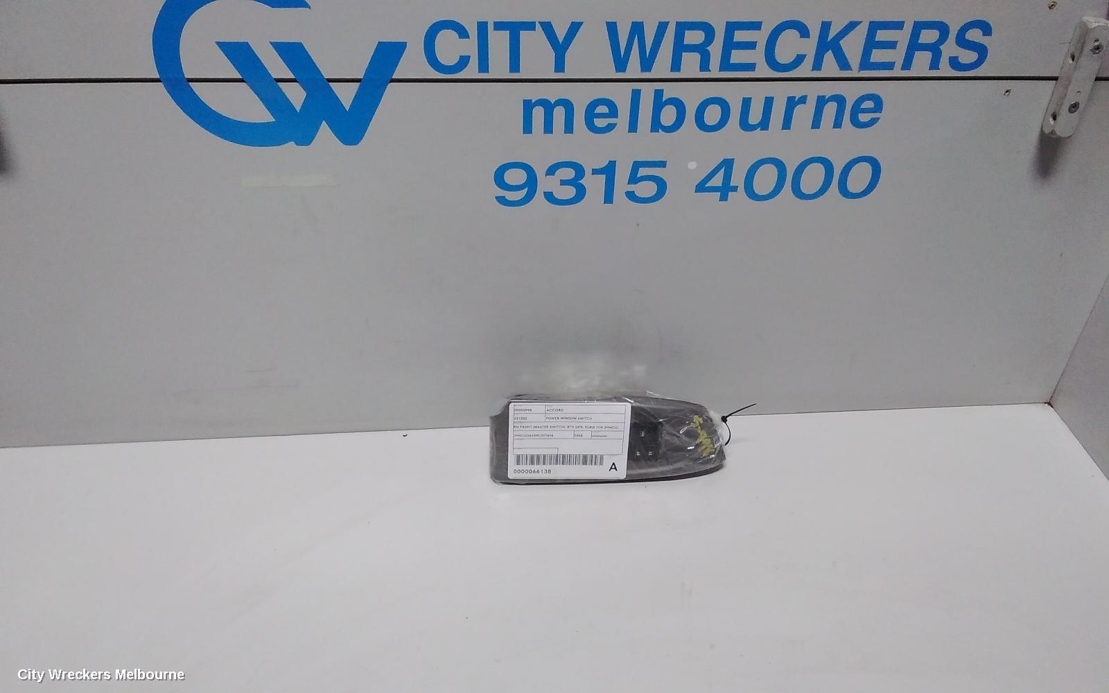 HONDA ACCORD PWR DR WIND SWITCH, RH FRONT (MASTER SWITCH), 8TH GEN, EURO (VIN JHMCU), BASE, 06/2008 - 12/2009