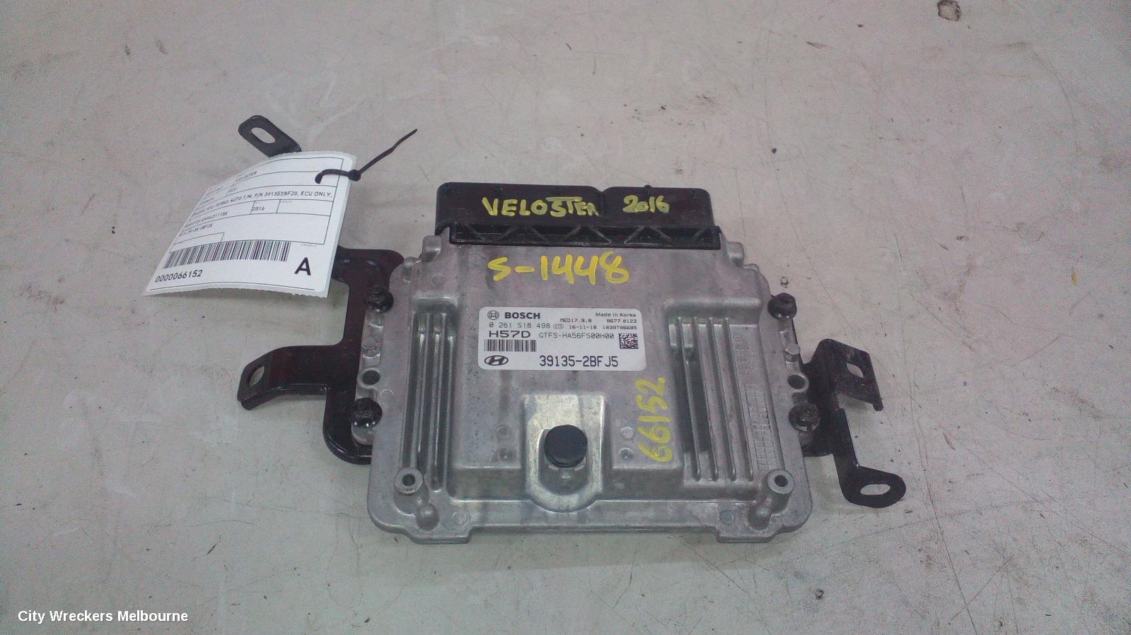 HYUNDAI VELOSTER ECU, ENGINE ECU, TURBO, AUTO T/M, P/N 391352BFJ0, ECU ONLY, FS, 05/2015 - 02/2018