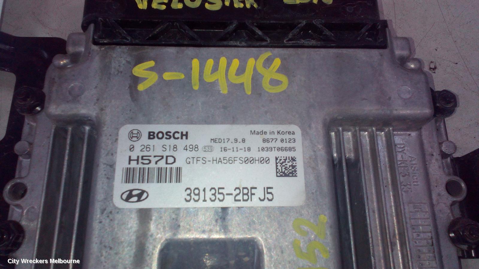HYUNDAI VELOSTER ECU, ENGINE ECU, TURBO, AUTO T/M, P/N 391352BFJ0, ECU ONLY, FS, 05/2015 - 02/2018