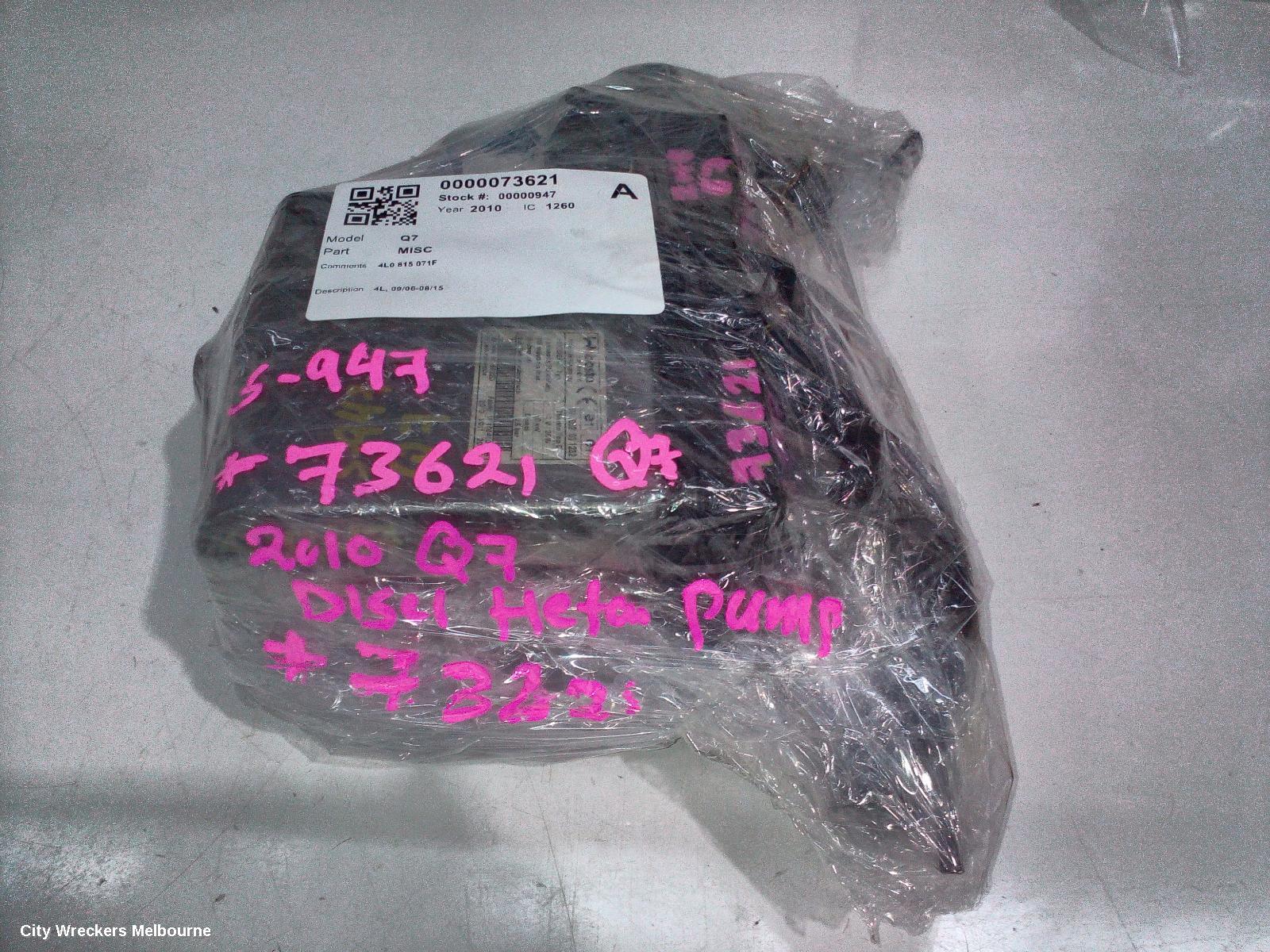AUDI Q7, 4L, 09/2006 - 08/2015, 4L0 815 071F DIESEL FUEL HEATER : 73621
