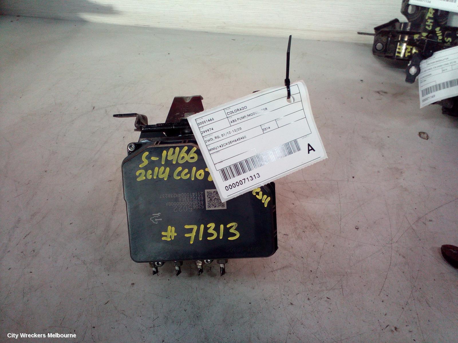 HOLDEN COLORADO ABS PUMP/MODULATOR, RG/RG 7, P/N 52065022, 12/2012 - 12/2020