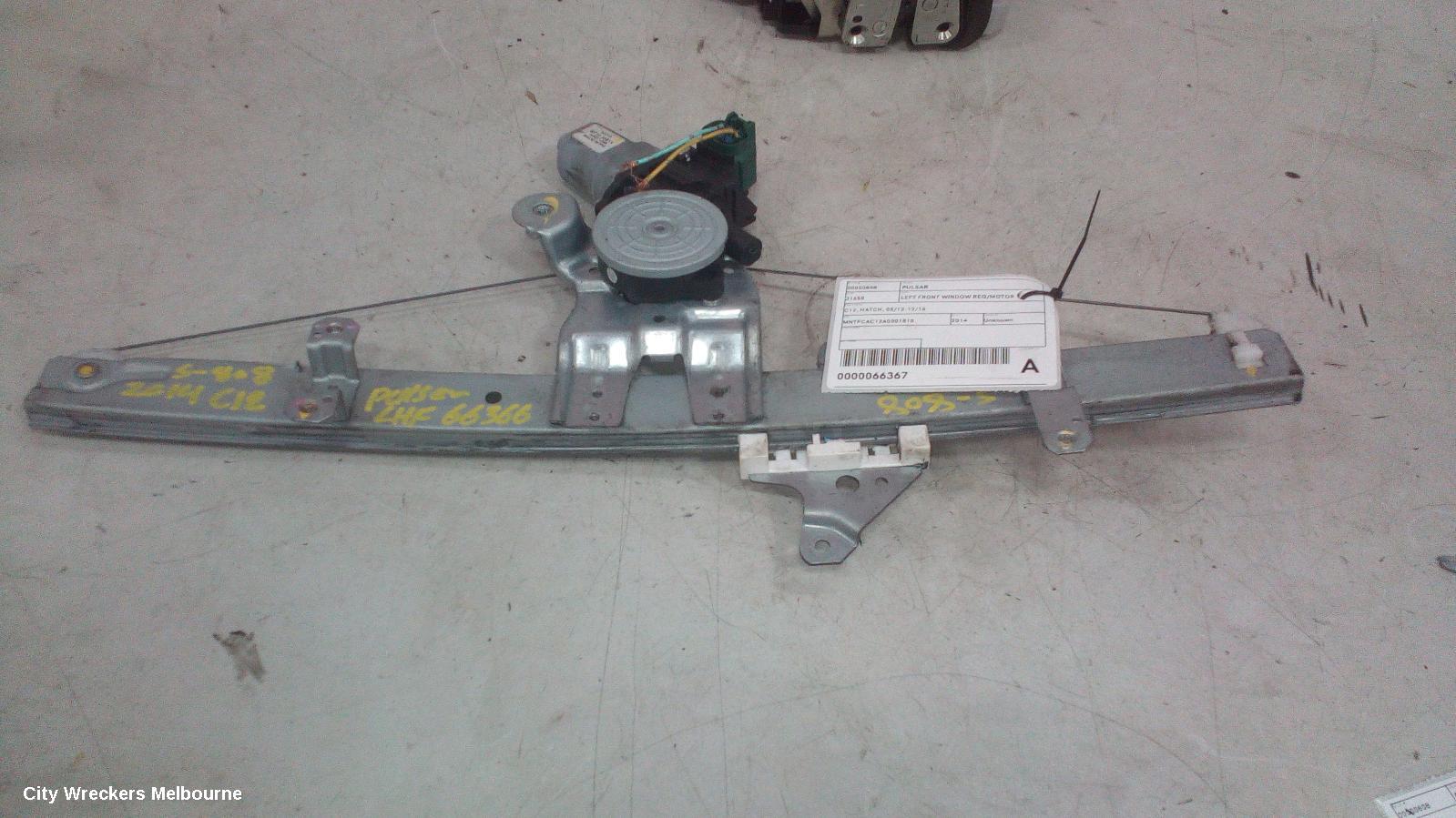 NISSAN PULSAR LEFT FRONT WINDOW REG/MOTOR, C12, HATCH, 05/2013 - 12/2016
