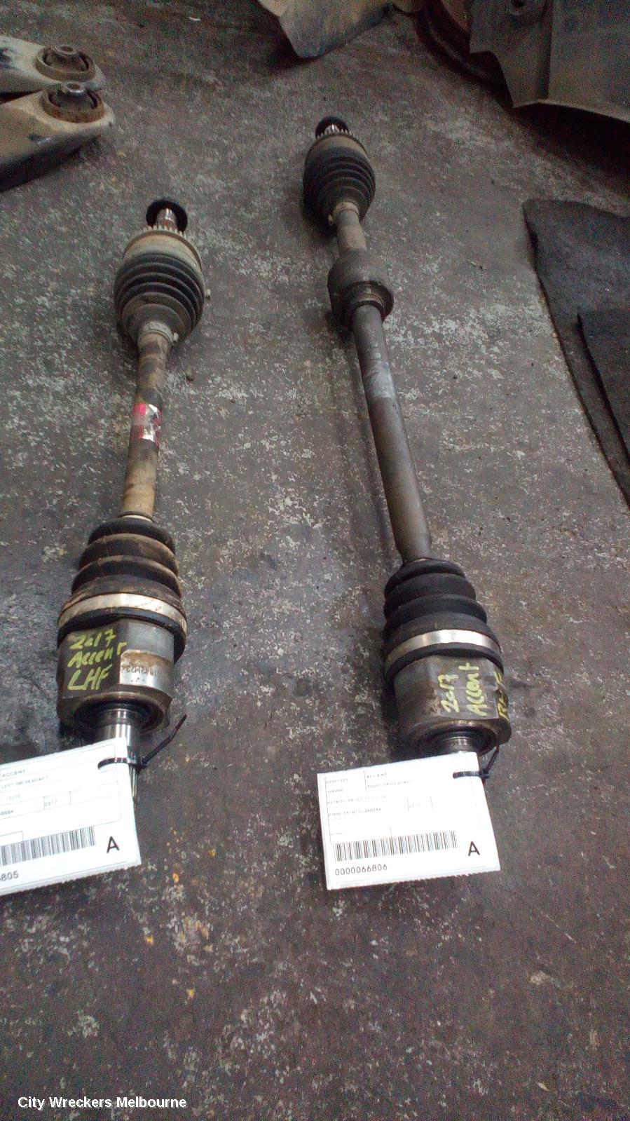 HYUNDAI ACCENT LEFT DRIVESHAFT, AUTO (CVT), PETROL, 1.4, RB, 06/2015 - 09/2019