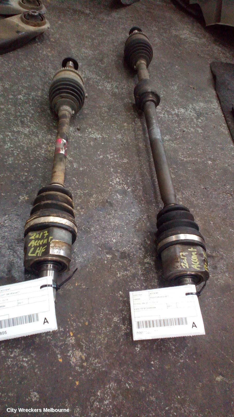 HYUNDAI ACCENT RIGHT DRIVESHAFT, AUTO (CVT), PETROL, 1.4, RB, 06/2015 - 09/2019
