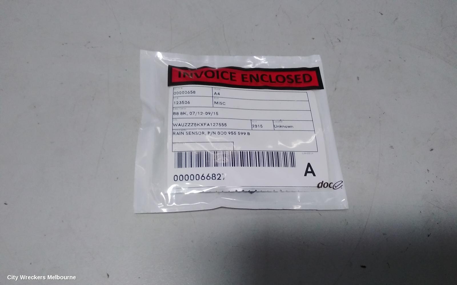 AUDI A4, B8 8K, 07/2012 - 09/2015, RAIN SENSOR, P/N 8U0 955 599 C: 66827