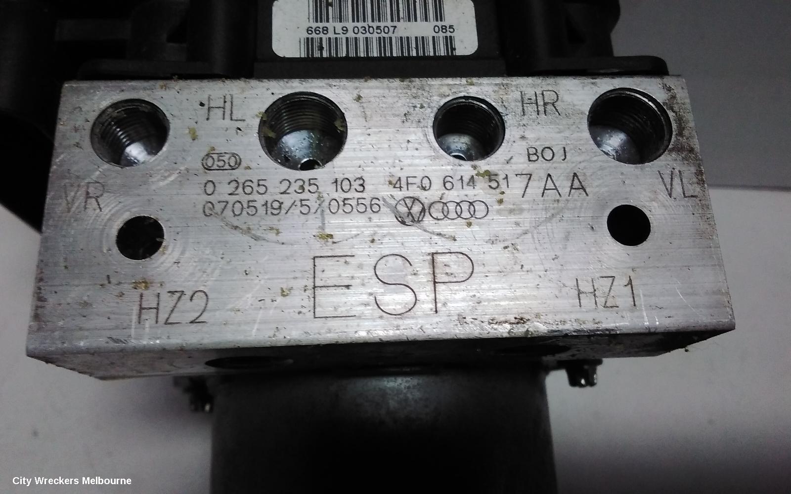 AUDI A6 ABS PUMP/MODULATOR, 4F/C6, P/N 4F0614517AA, 11/2004 - 07/2011