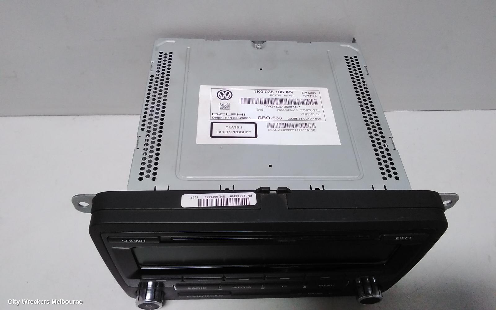 VOLKSWAGEN GOLF RADIO/CD/DVD/SAT/TV, RADIO, GEN 6, 12/2008 - 01/2016