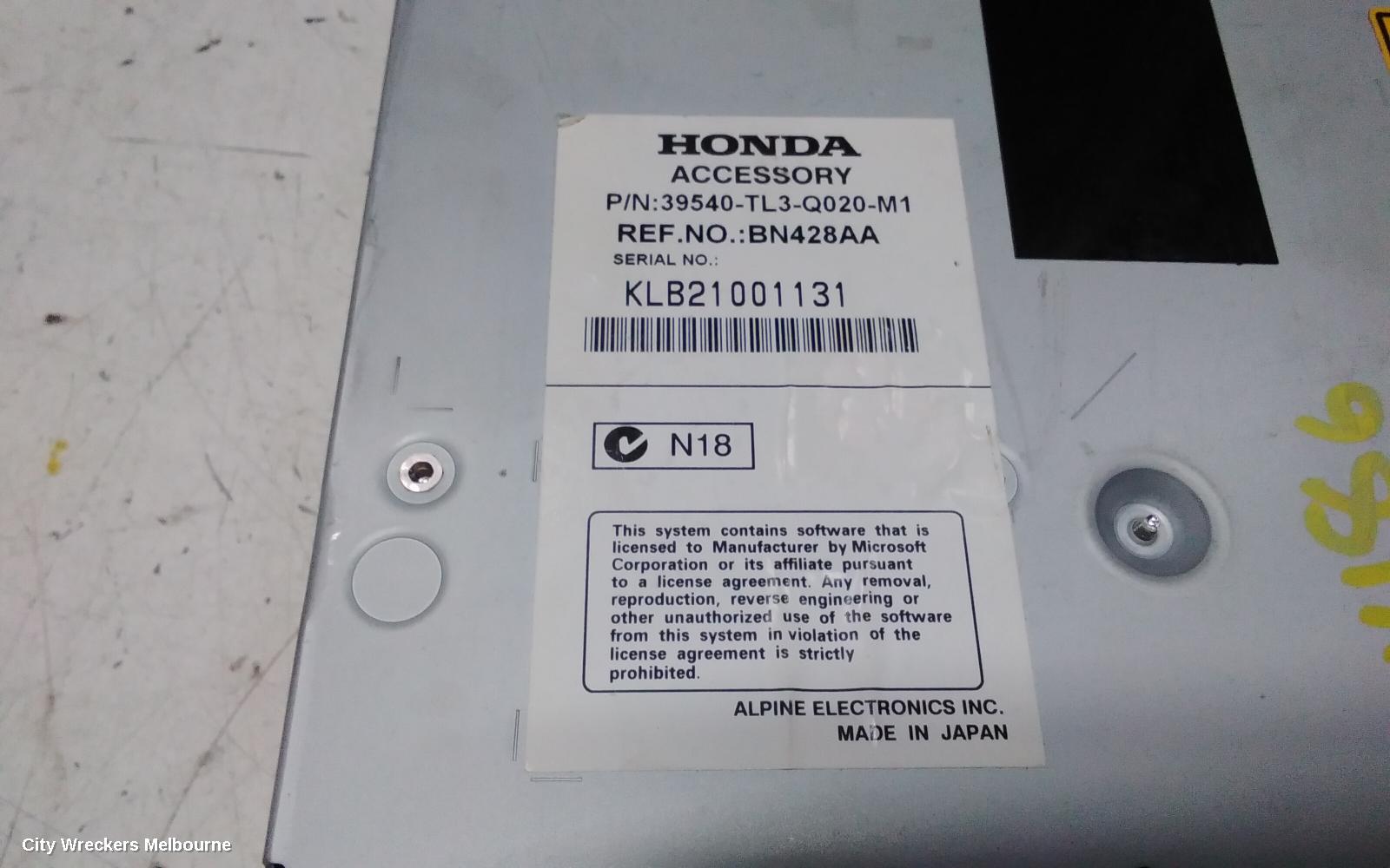 HONDA ACCORD RADIO/CD/DVD/SAT/TV, DVD ROM, 8TH GEN, EURO (VIN JHMCU), 02/2008 - 12/2015