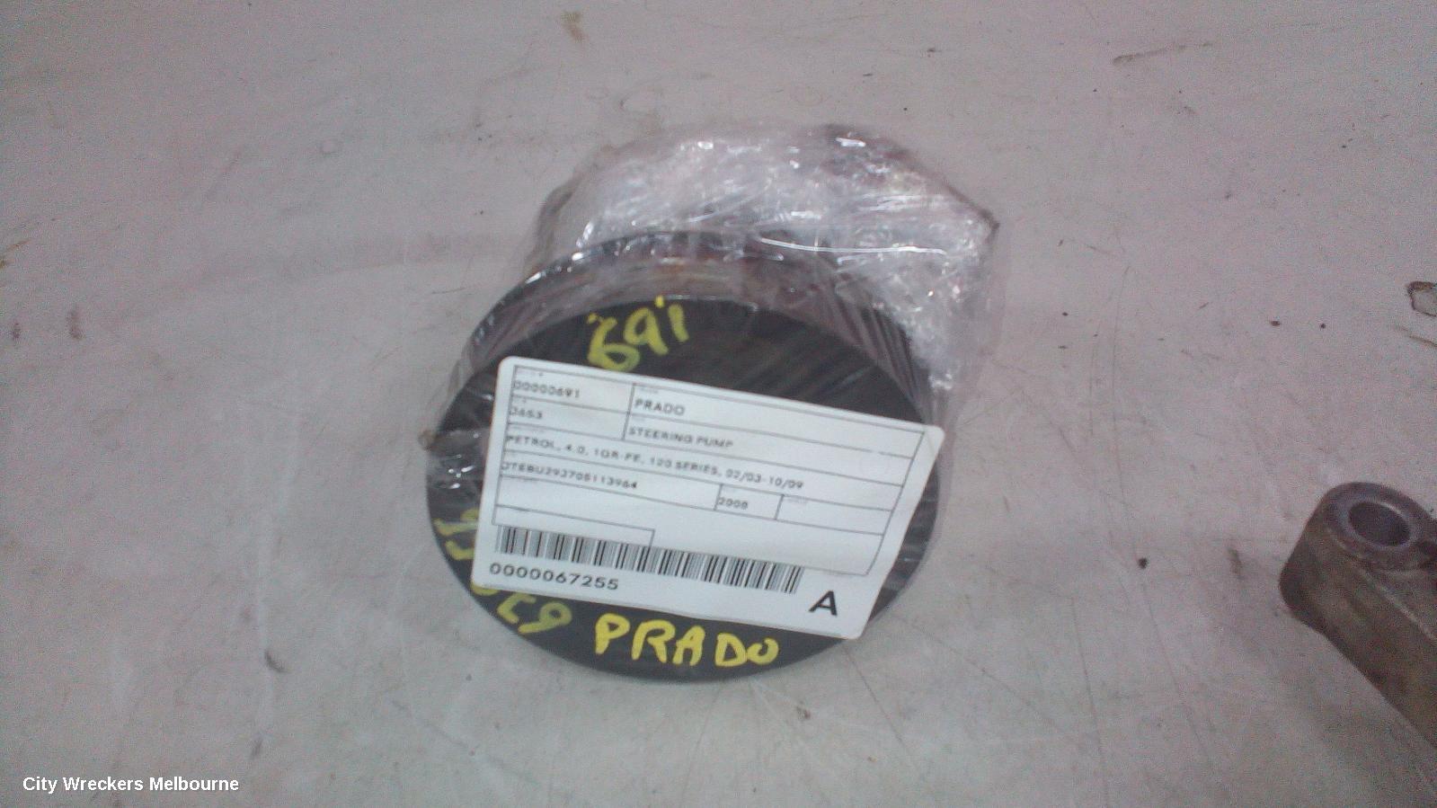 TOYOTA PRADO STEERING PUMP, PETROL, 4.0, 1GR-FE, 120 SERIES, 02/2003 - 10/2009