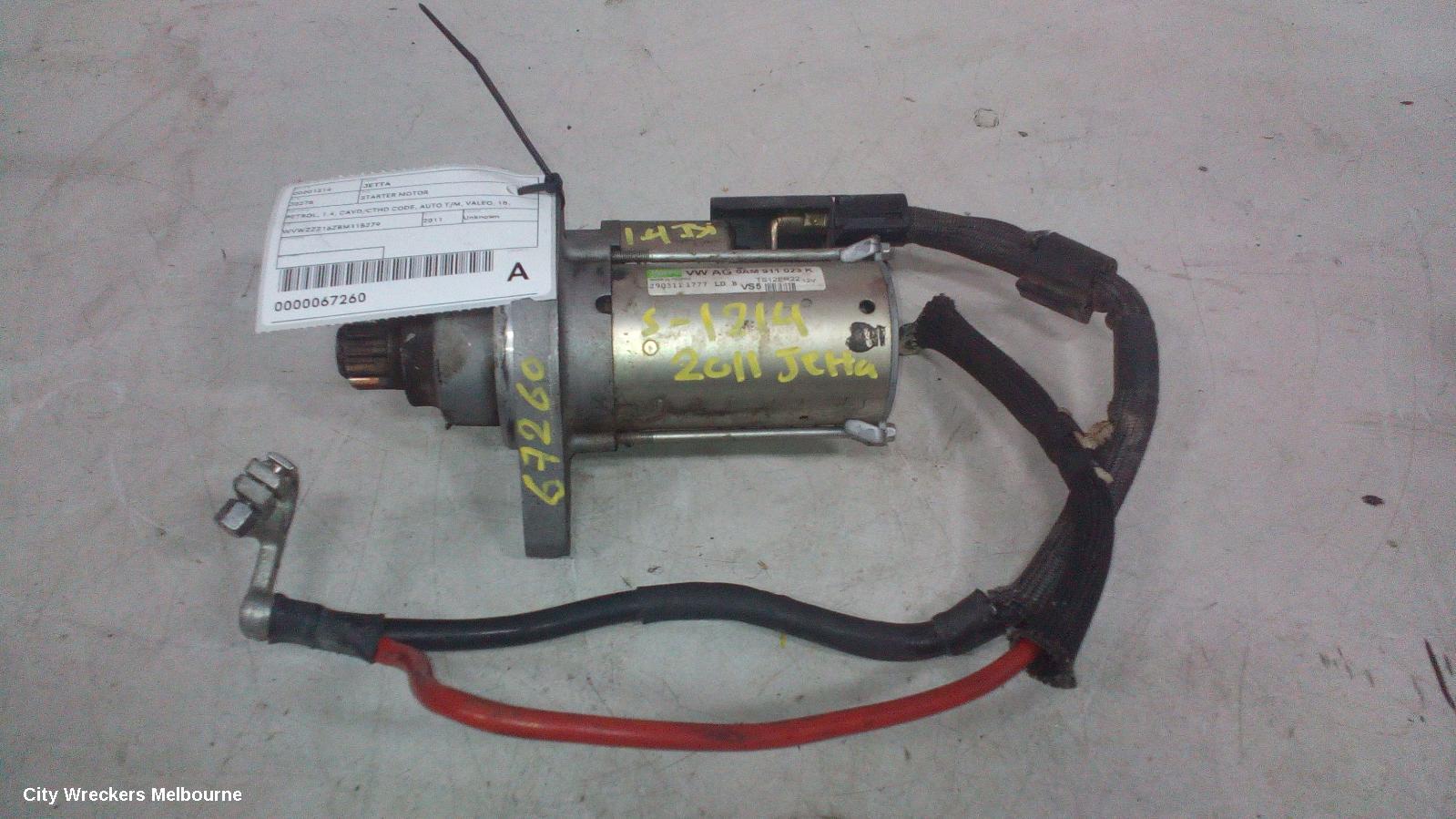 VOLKSWAGEN JETTA STARTER, PETROL, 1.4, CAVD/CTHD CODE, AUTO T/M, VALEO, 1B, 02/2011 - 12/2017