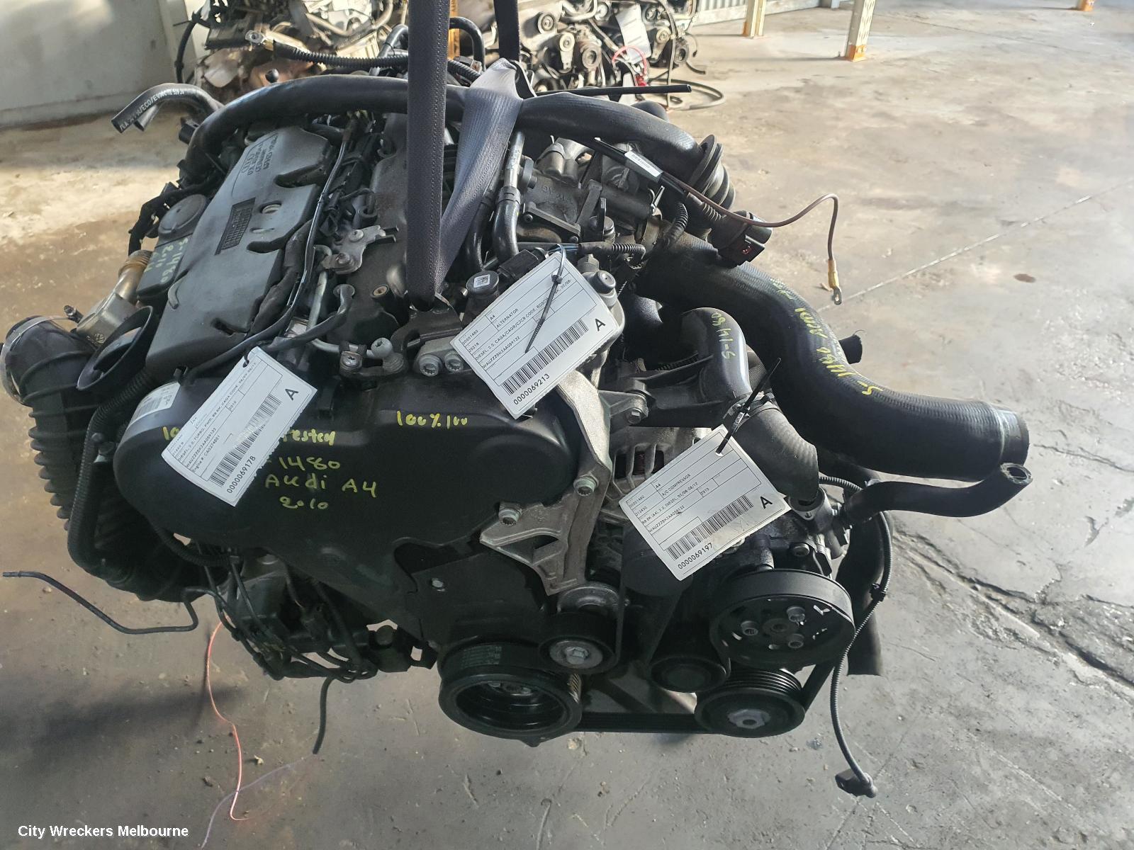 AUDI A4 ENGINE, DIESEL, 2.0, TURBO, FWD, B8 8K, CAGA CODE, 08/2009 - 06/2012