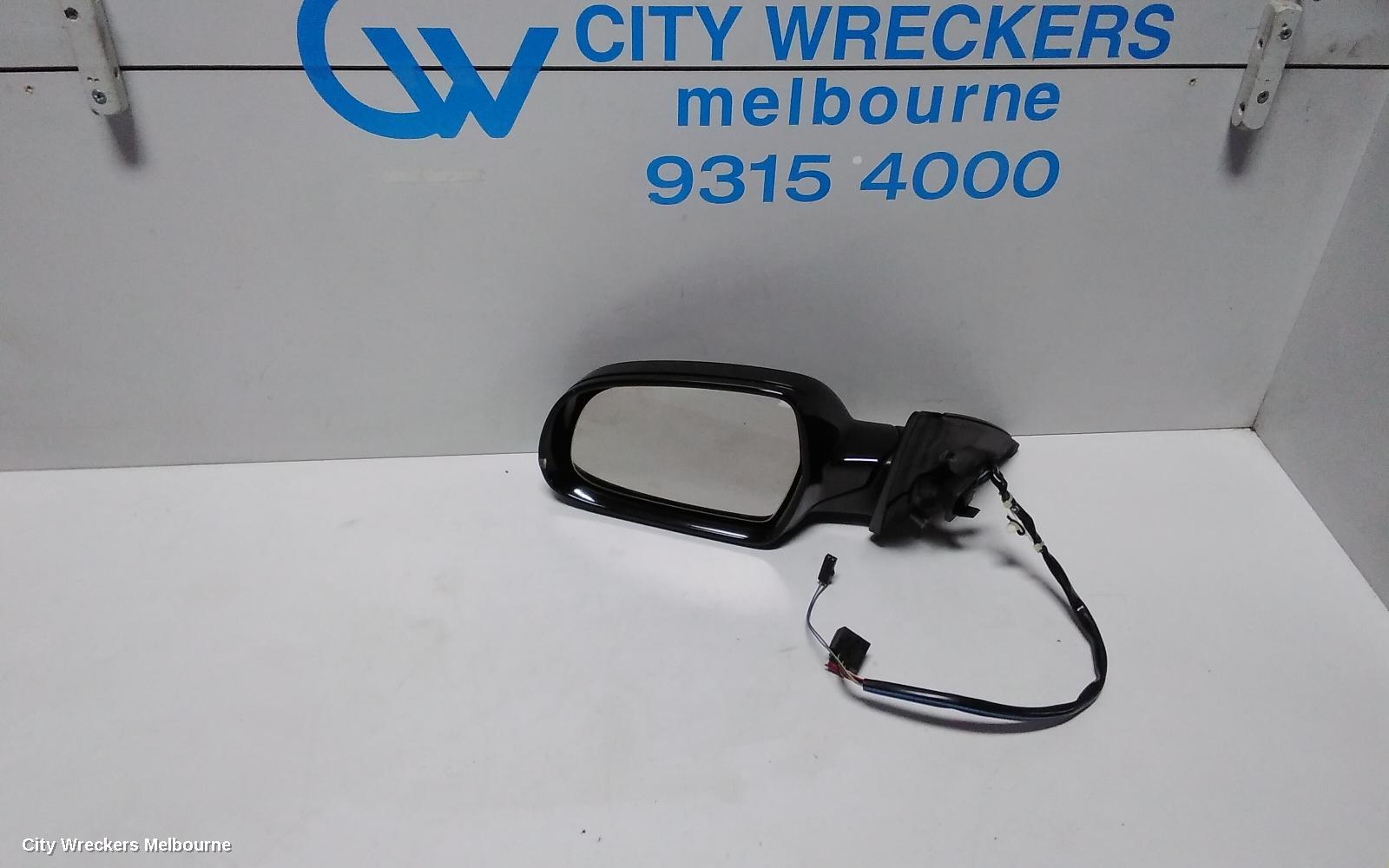 AUDI A4 LEFT DOOR MIRROR, B8 8K, A4/S4, MANUAL FOLD, NO LANE CHANGE ASSIST TYPE, 2 PLUG (6/2 WIRE), 05/2009 - 09/2015