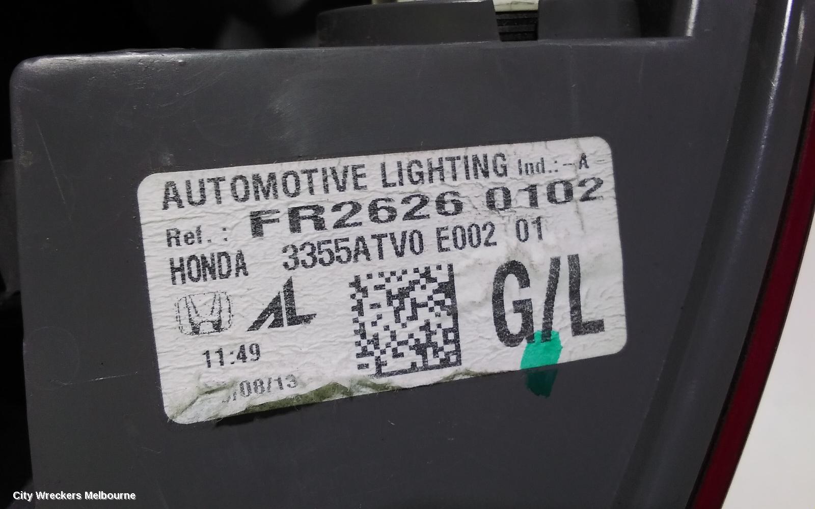 HONDA CIVIC LEFT TAILLIGHT, 9TH GEN, HATCH (VIN SHHFK), 06/2012 - 03/2015