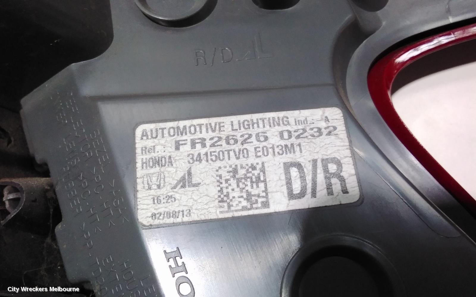 HONDA CIVIC REAR GARNISH, TAILGATE LAMP (RH SIDE), 9TH GEN, HATCH (VIN SHHFK), 06/2012 - 03/2015