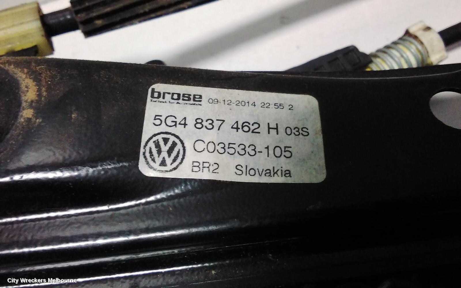VOLKSWAGEN GOLF RIGHT FRONT WINDOW REG/MOTOR, GEN 7, 5DR HATCH/WAGON, 03/2013 - 08/2020