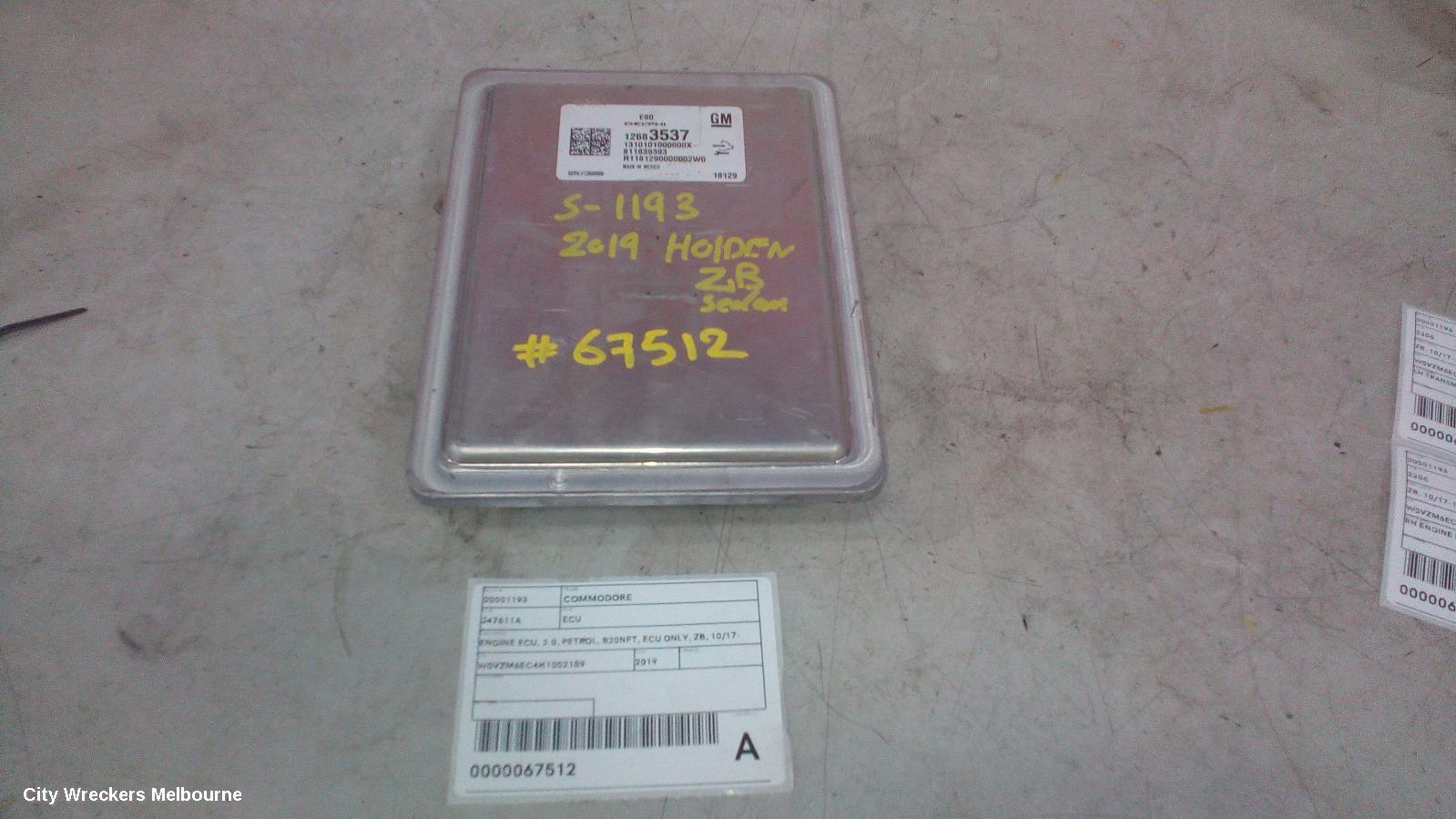 HOLDEN COMMODORE ECU, ENGINE ECU, 2.0, PETROL, B20NFT, ECU ONLY, ZB, 10/2017 - 12/2020