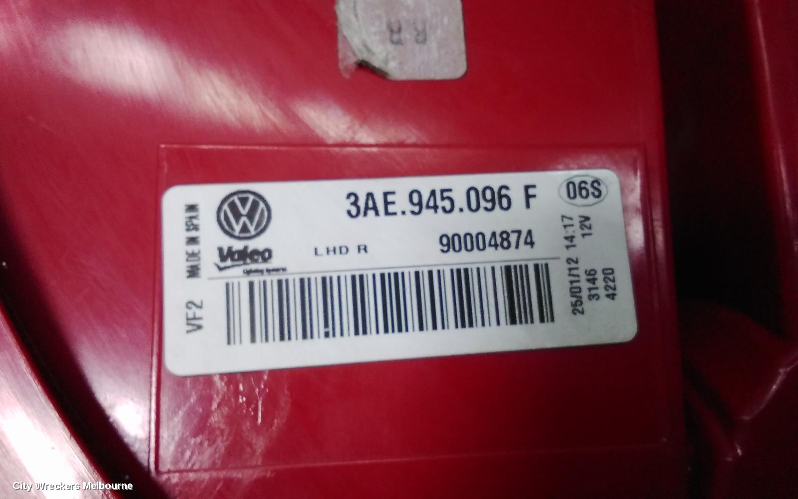 VOLKSWAGEN PASSAT RIGHT TAILLIGHT, 3C/MK6 B7, SEDAN, NON LED TYPE, 09/2010 - 05/2015