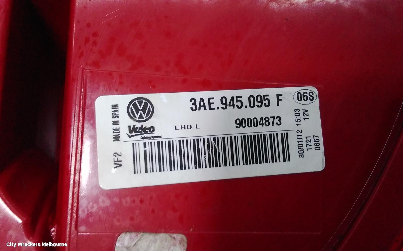 VOLKSWAGEN PASSAT LEFT TAILLIGHT, 3C/MK6 B7, SEDAN, NON LED TYPE, 09/2010 - 05/2015