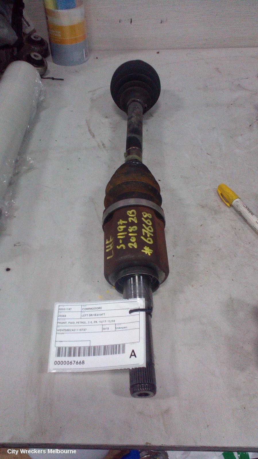 HOLDEN COMMODORE LEFT DRIVESHAFT, FRONT, FWD, PETROL, 2.0, ZB, 10/2017 - 12/2020