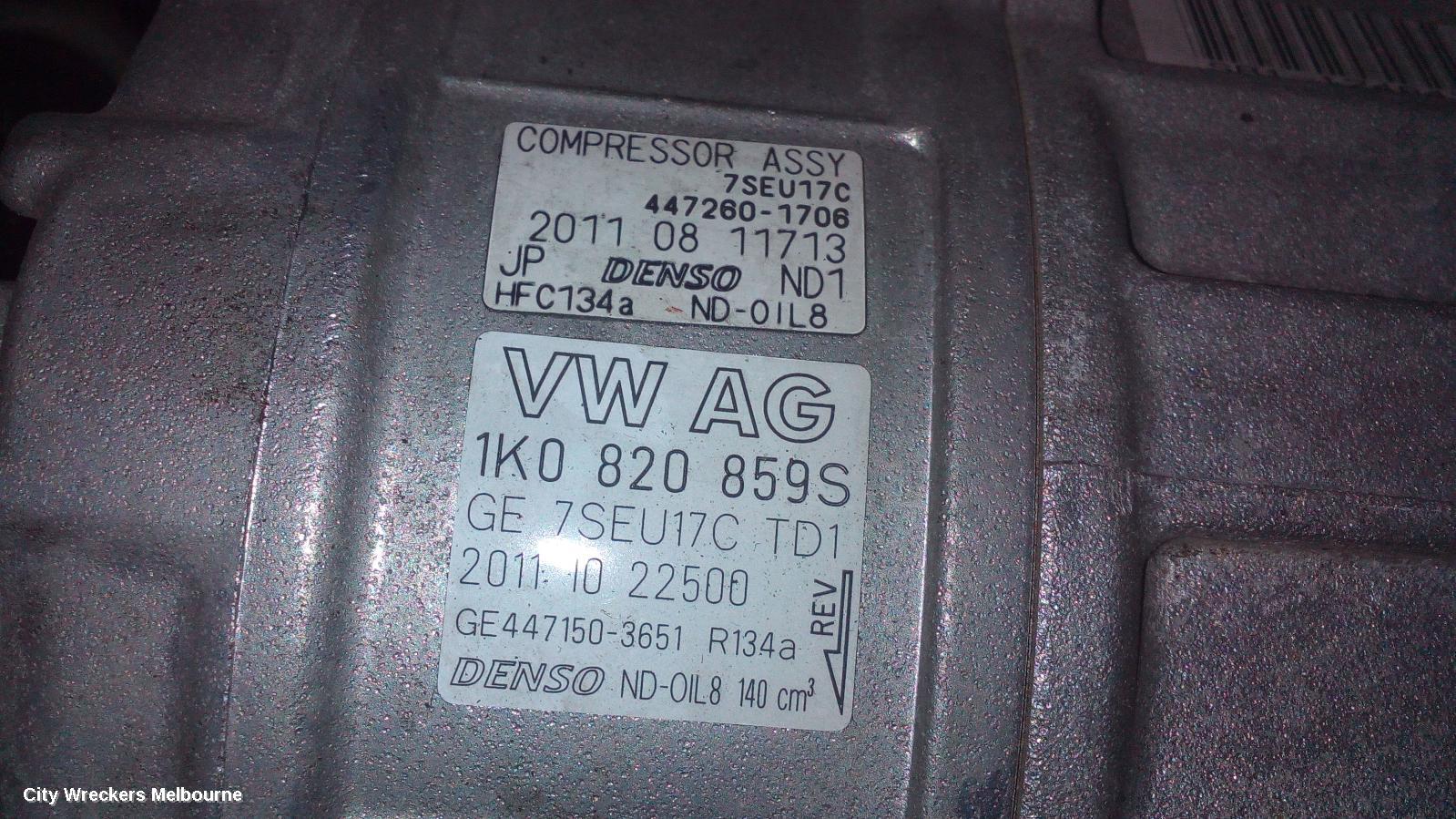 VOLKSWAGEN JETTA A/C COMPRESSOR, 1KM-1B, PETROL, DENSO BRAND (7SEU17C), 02/2006 - 12/2017