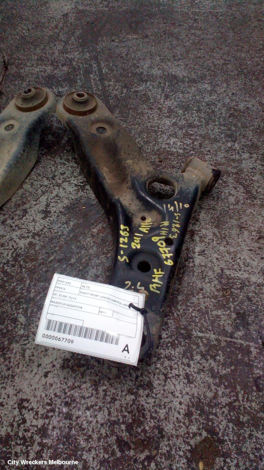 SUZUKI ALTO RIGHT FRONT LOWER CONTROL ARM, GF, 07/2009 - 12/2014